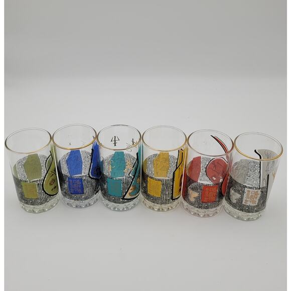 Vintage Roerig Pfizer Pharmaceutical Promo Glasses Set of 6 MCM 1960's READ - Picture 6 of 10